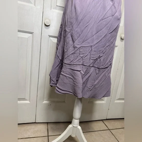 Free People Heat Wave Mini Dress Womens Medium Strappy Back Flutter Hem Lavender - Picture 10 of 10